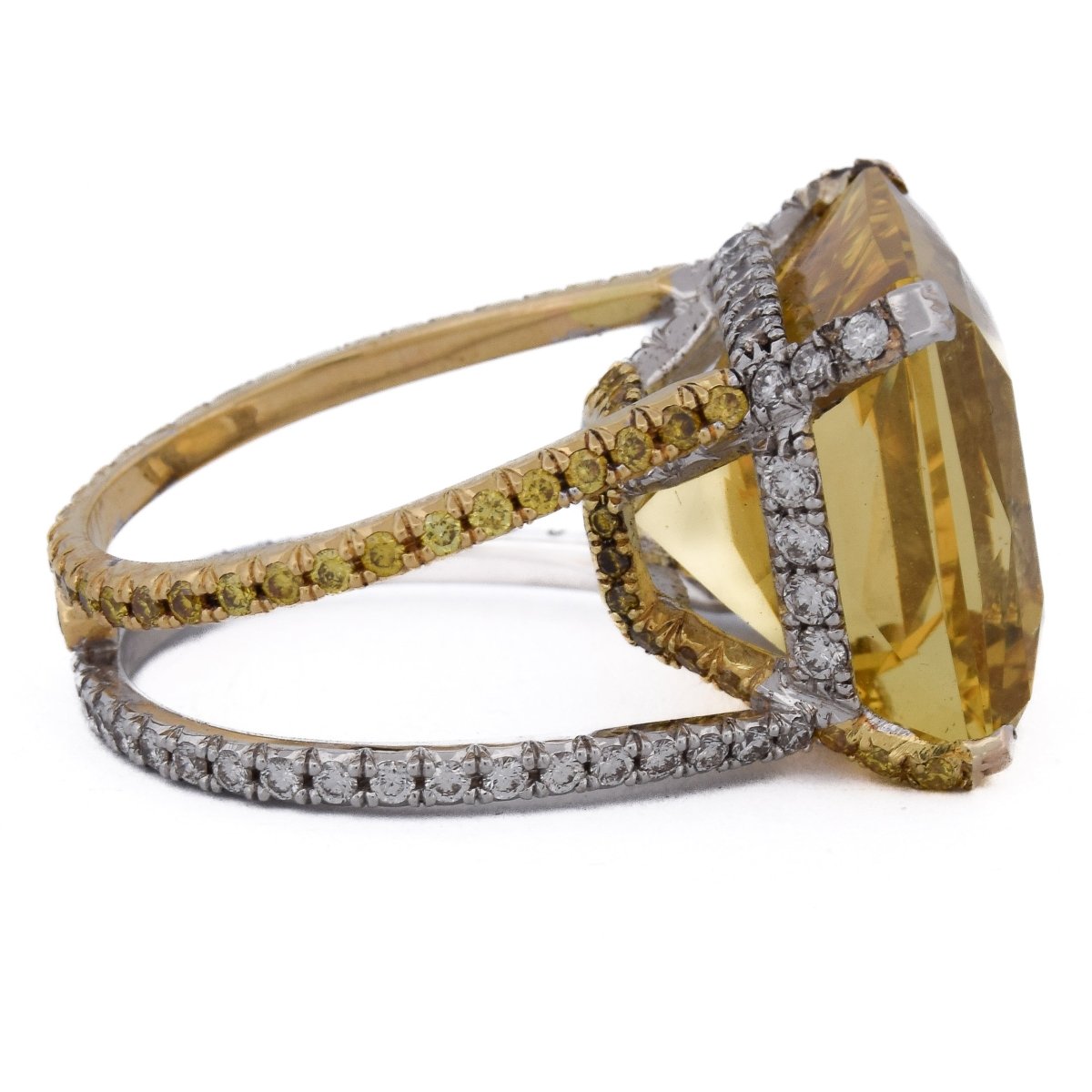 Bague Cocktail en or jaune, béryl et diamants - Castafiore
