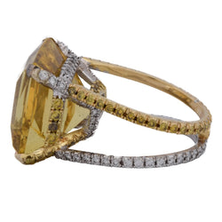 Bague Cocktail en or jaune, béryl et diamants - Castafiore