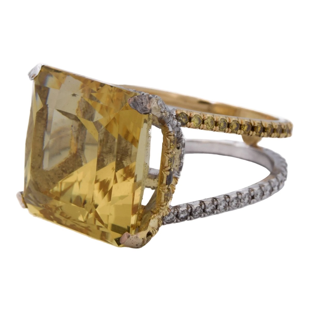 Bague Cocktail en or jaune, béryl et diamants - Castafiore