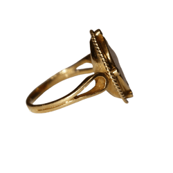 Bague Cocktail en or jaune, camée et pierres blanches - Castafiore