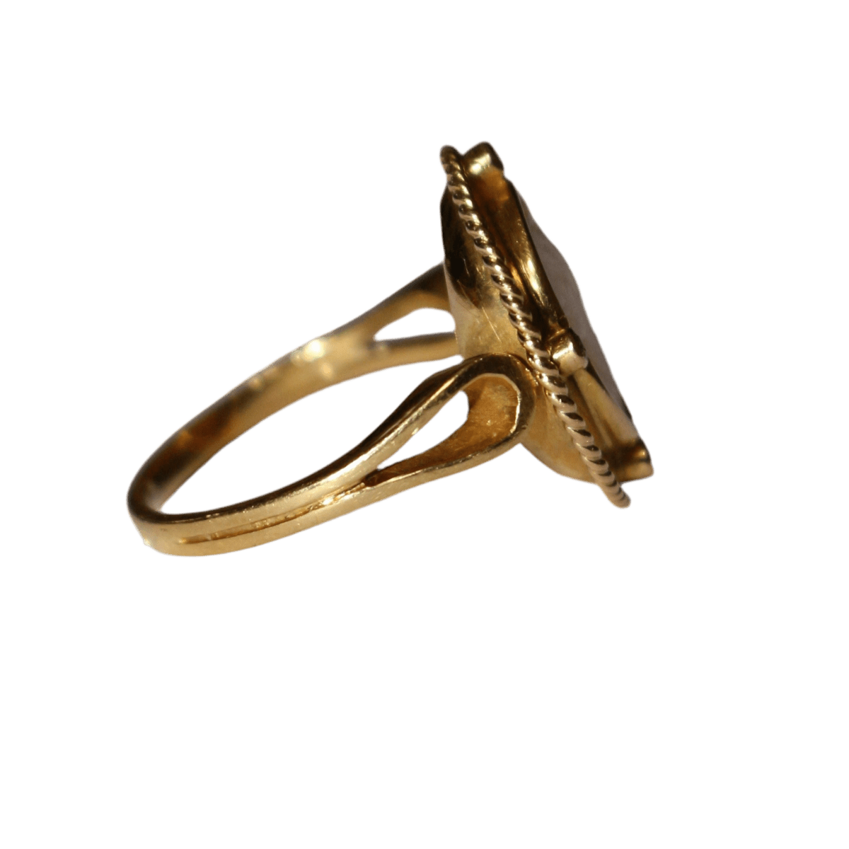 Bague Cocktail en or jaune, camée et pierres blanches - Castafiore