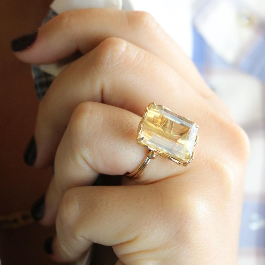 Bague Cocktail en or jaune citrine - Castafiore
