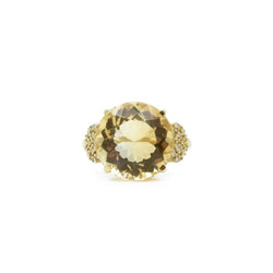 Bague Cocktail en or jaune, citrine et diamants - Castafiore