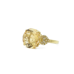 Bague Cocktail en or jaune, citrine et diamants - Castafiore