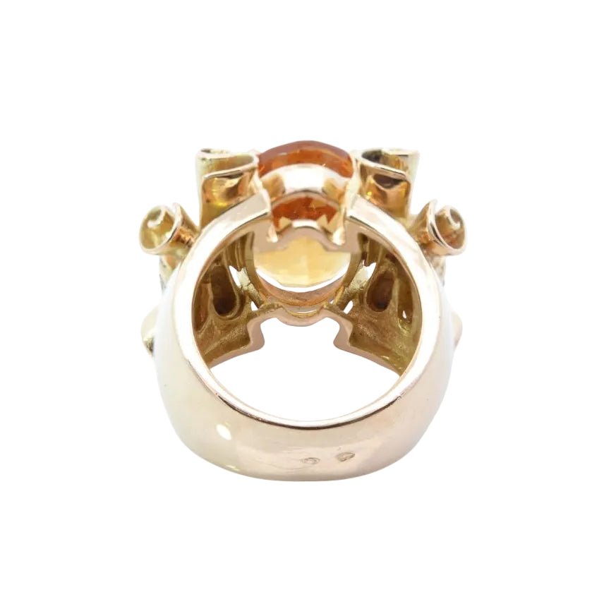 Bague Cocktail en or jaune, citrine et diamants