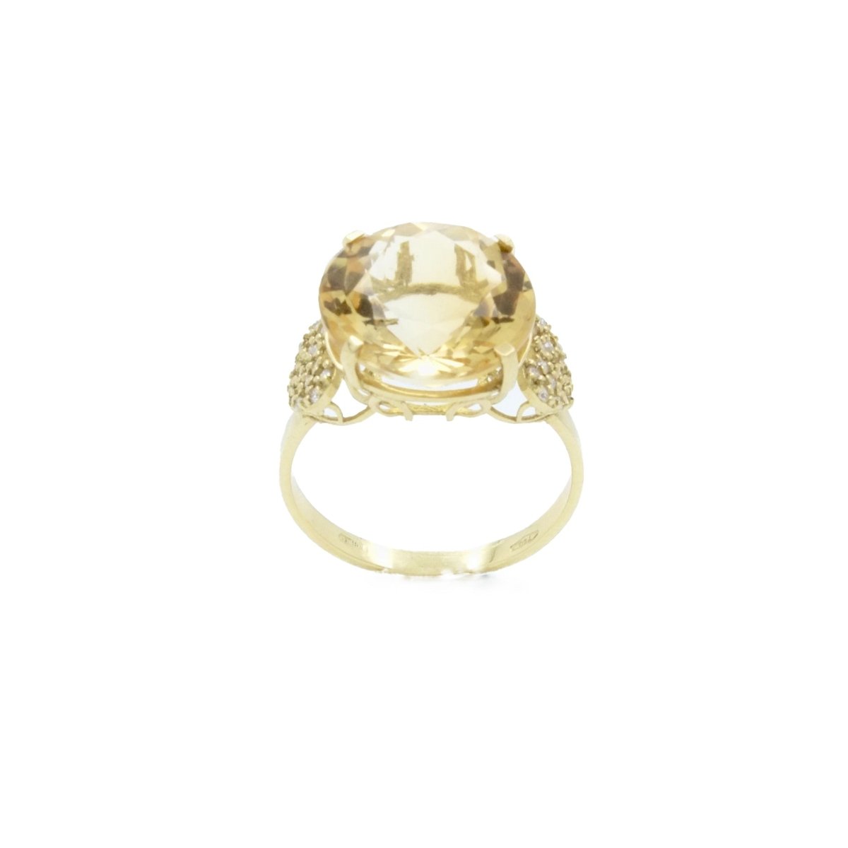 Bague Cocktail en or jaune, citrine et diamants - Castafiore
