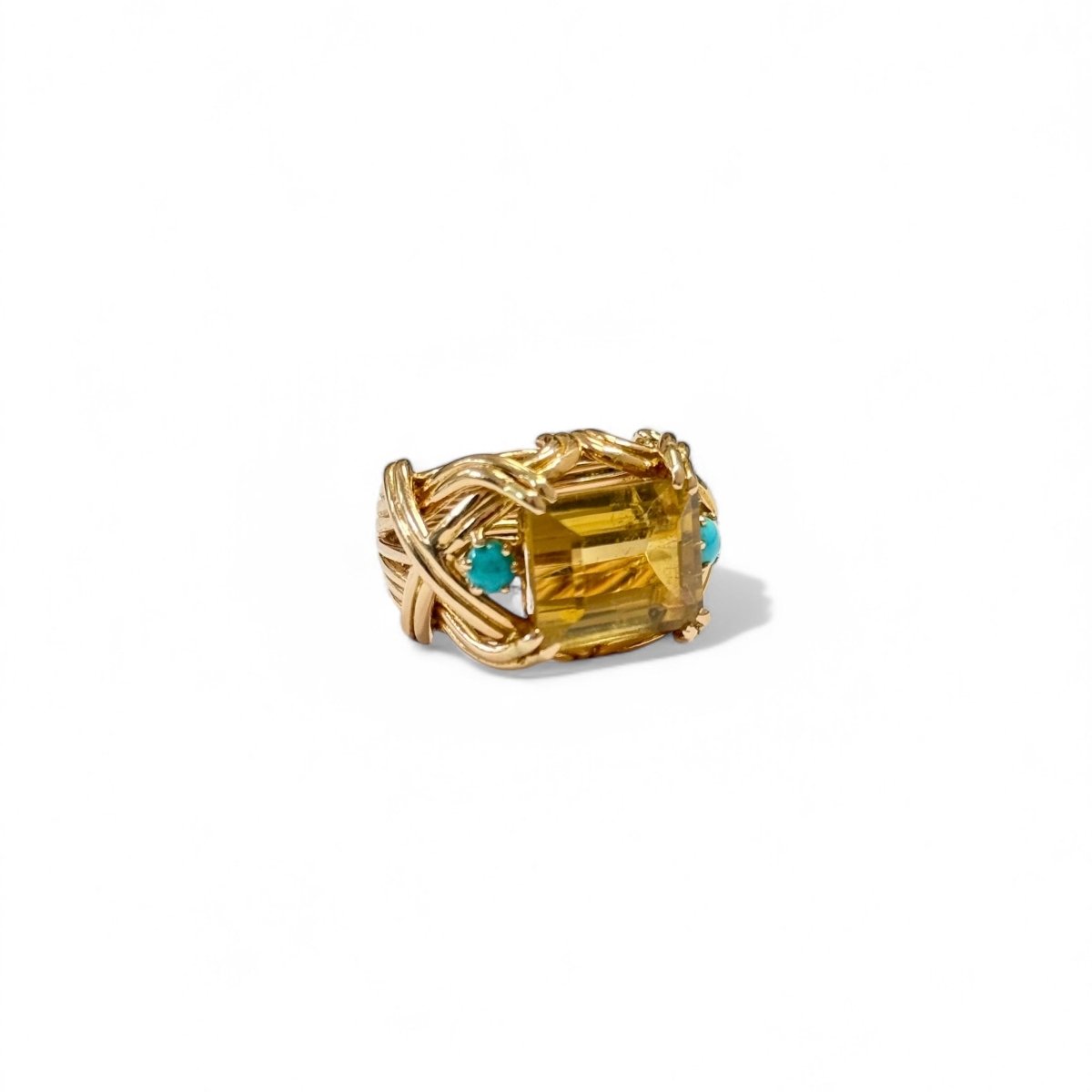Ring citrine and turquoise cocktail