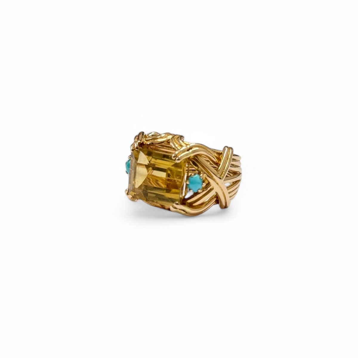 Ring citrine and turquoise cocktail
