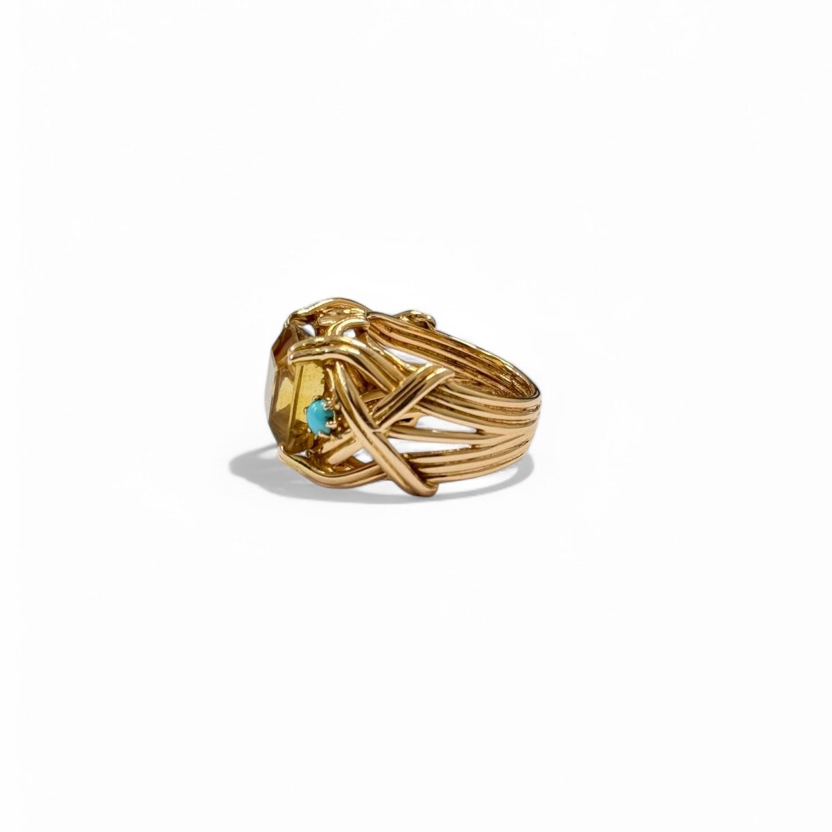 Ring citrine and turquoise cocktail