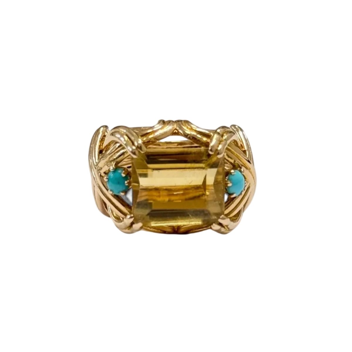 Ring citrine and turquoise cocktail