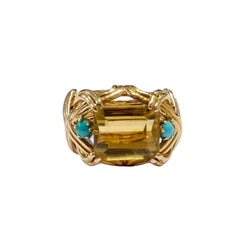 Ring citrine and turquoise cocktail