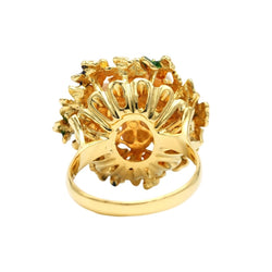 Bague Cocktail en or jaune, émail et corail - Castafiore