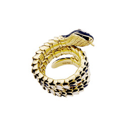 Bague Cocktail en or jaune, émail et diamants - Castafiore