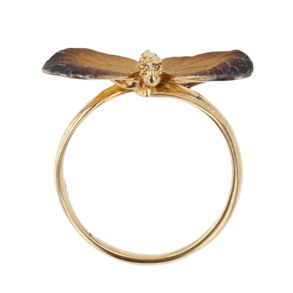 Bague Cocktail en or jaune, émail et diamants - Castafiore