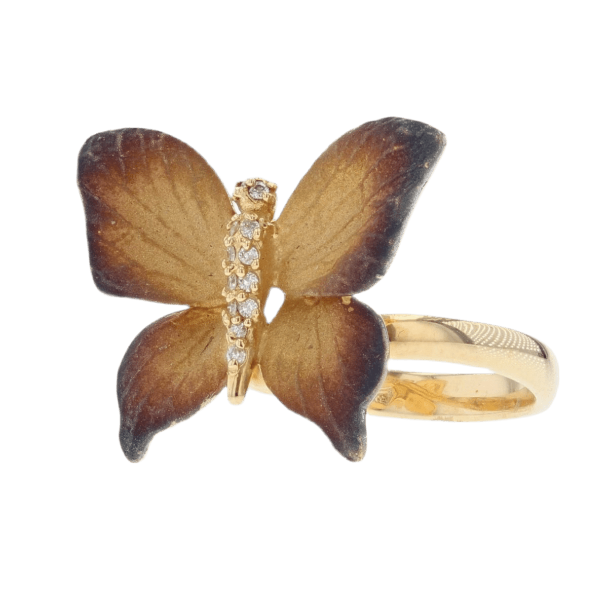 Bague Cocktail en or jaune, émail et diamants - Castafiore