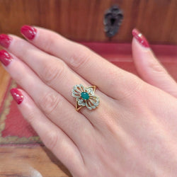 Bague Cocktail en or jaune, émeraude et diamants - Castafiore