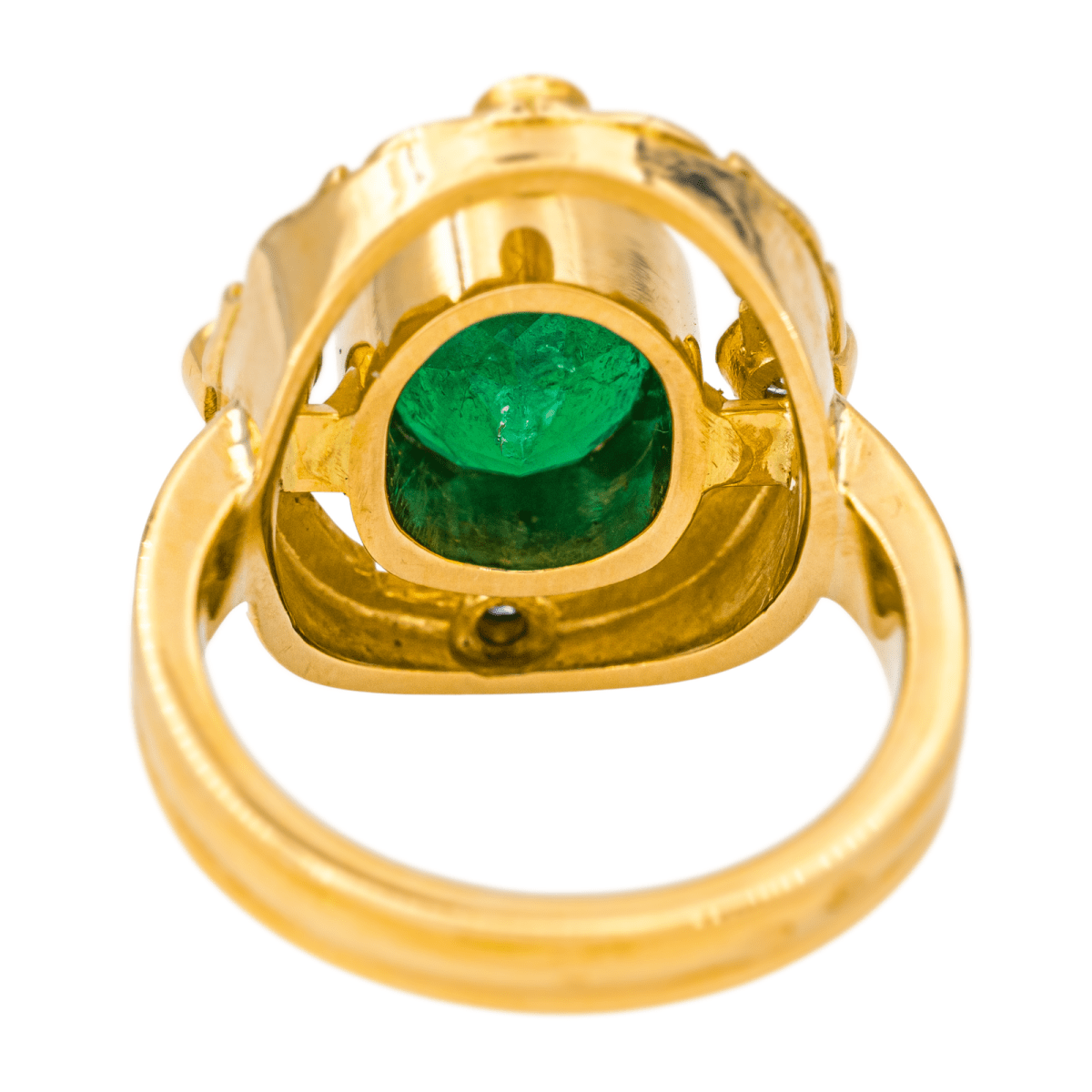 Bague Cocktail en or jaune, émeraude et diamants - Castafiore