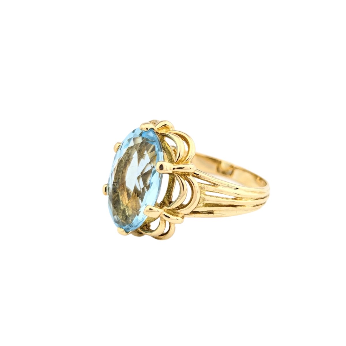 Bague Cocktail en or jaune et aigue - marine - Castafiore