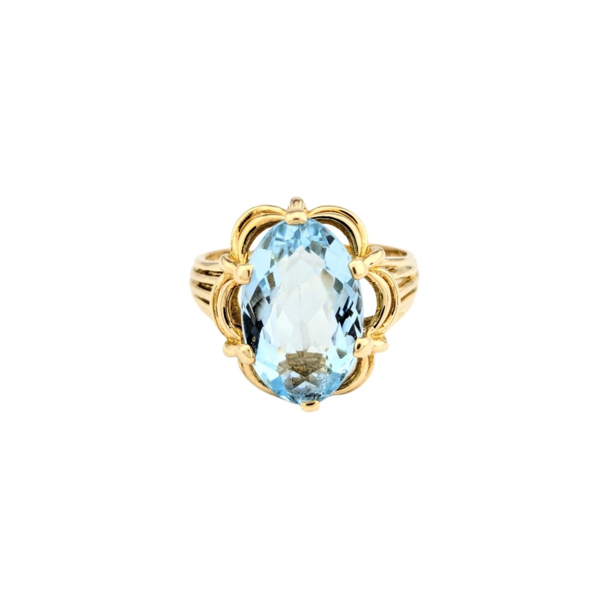 Bague Cocktail en or jaune et aigue - marine - Castafiore