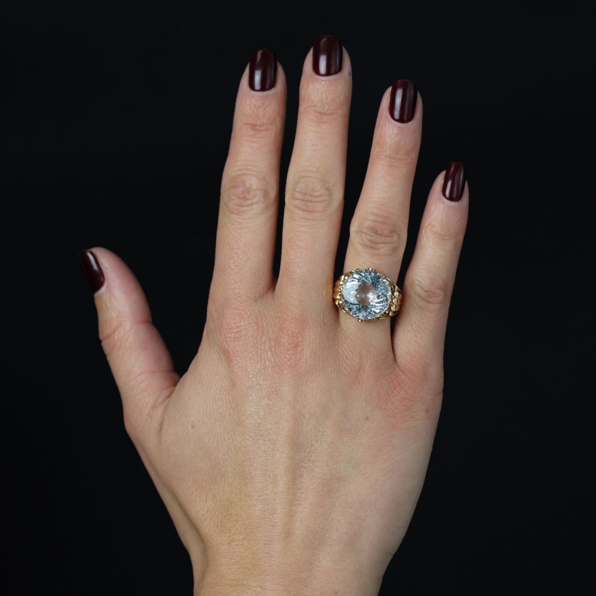 Bague Cocktail en or jaune et aigue - marine - Castafiore