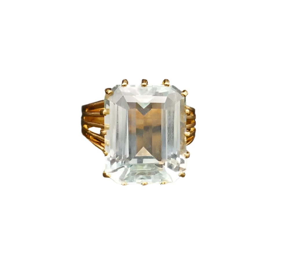 Bague Cocktail en or jaune et aigue - marine - Castafiore