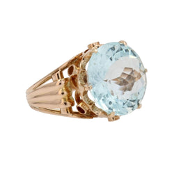 Bague Cocktail en or jaune et aigue - marine - Castafiore