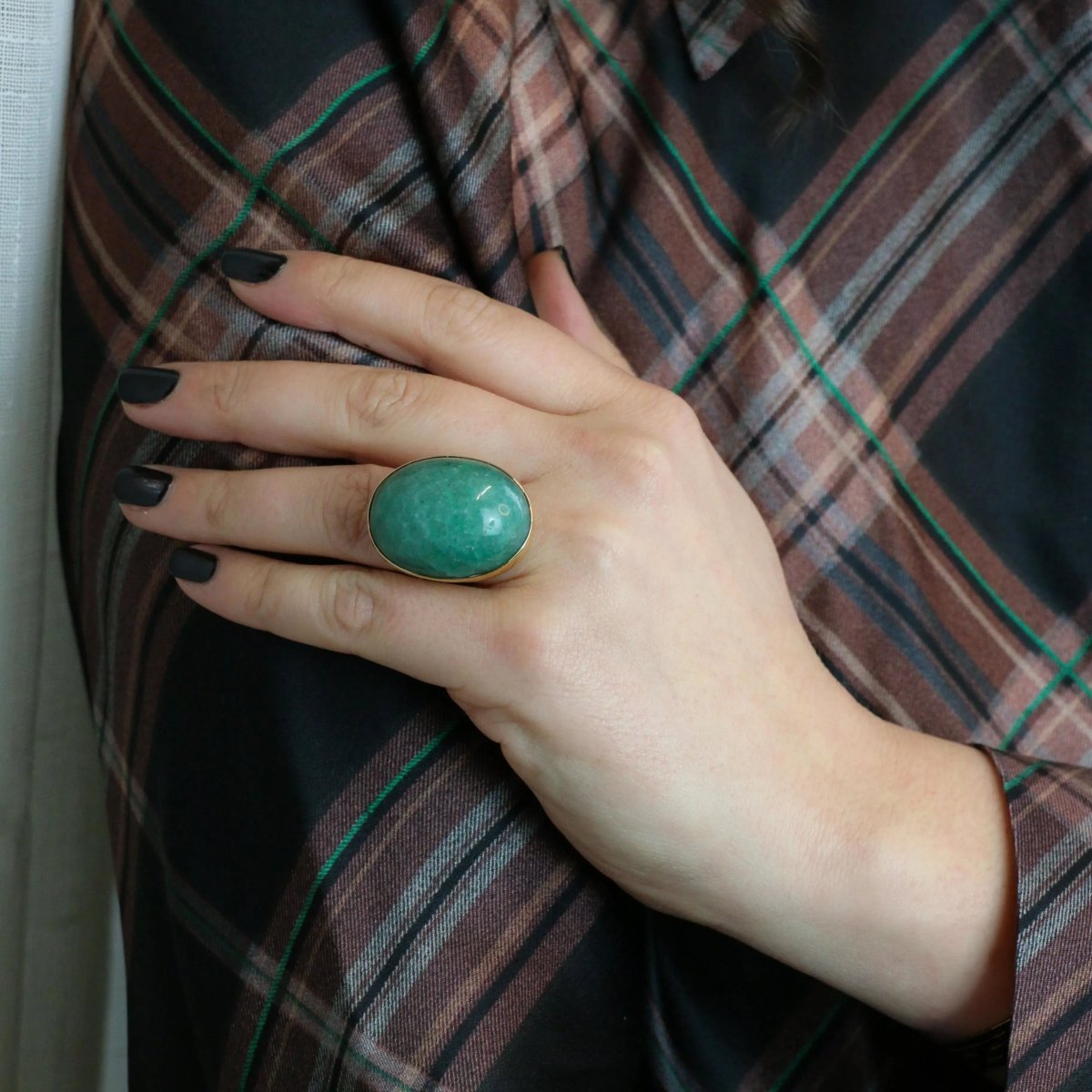 Bague Cocktail en or jaune et amazonite - Castafiore