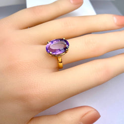 Bague Cocktail en or jaune et améthyste - Castafiore