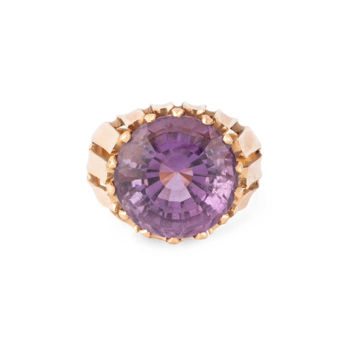Bague Cocktail en or jaune et améthyste - Castafiore