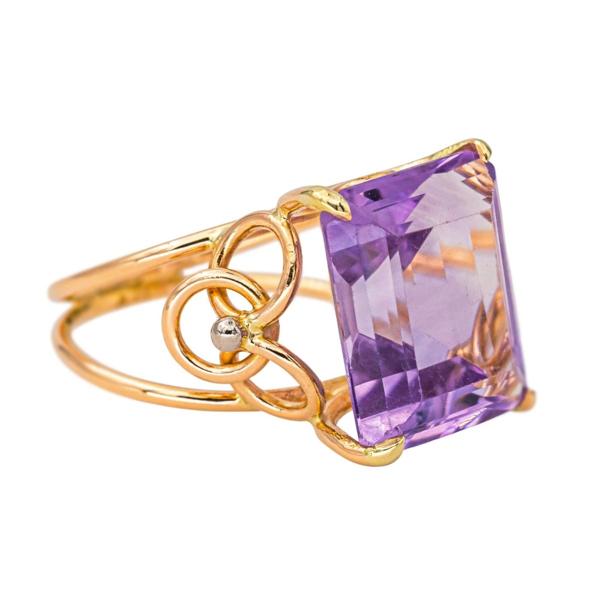 Bague Cocktail en or jaune et améthyste - Castafiore