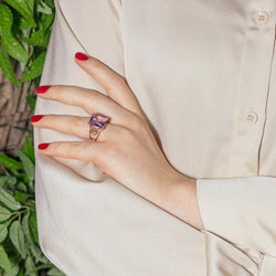 Bague Cocktail en or jaune et améthyste - Castafiore