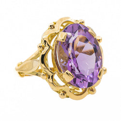 Bague Cocktail en or jaune et améthyste - Castafiore