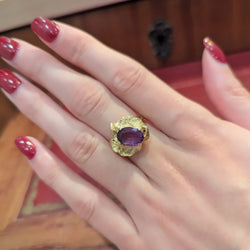 Bague Cocktail en or jaune et améthyste - Castafiore