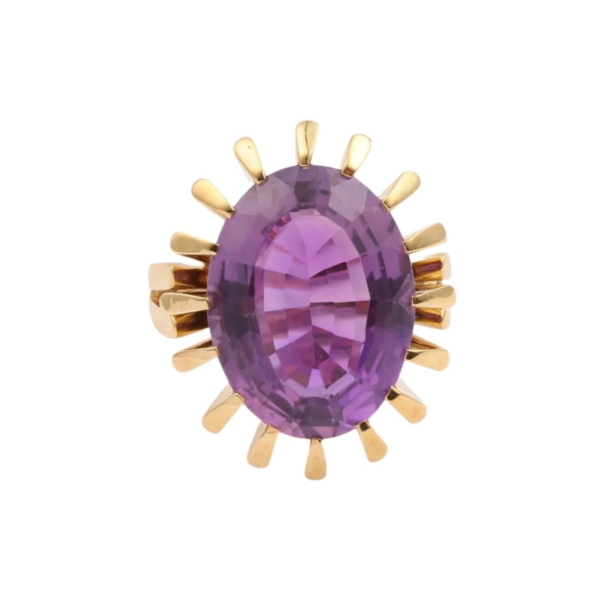 Bague Cocktail en or jaune et améthyste - Castafiore