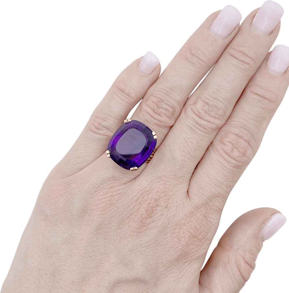 Bague Cocktail en or jaune et améthyste - Castafiore