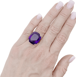 Bague Cocktail en or jaune et améthyste - Castafiore