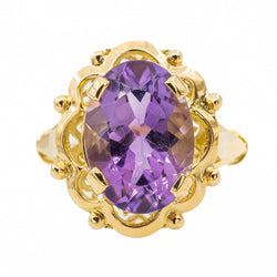 Bague Cocktail en or jaune et améthyste - Castafiore