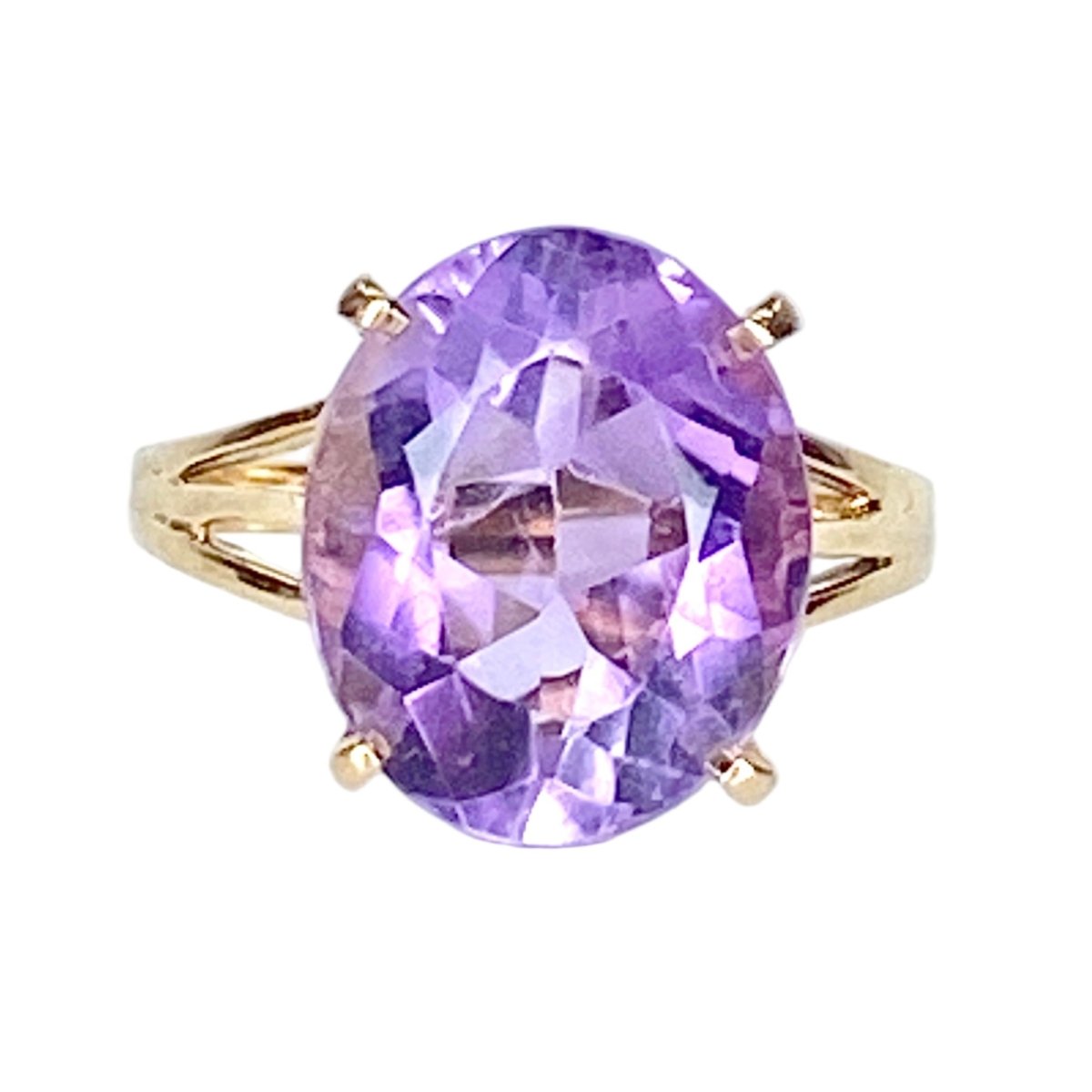 Bague Cocktail en or jaune et améthyste - Castafiore