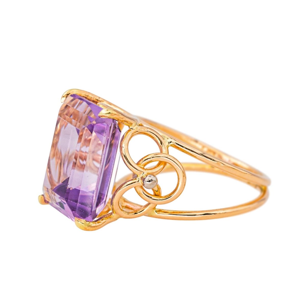 Bague Cocktail en or jaune et améthyste - Castafiore