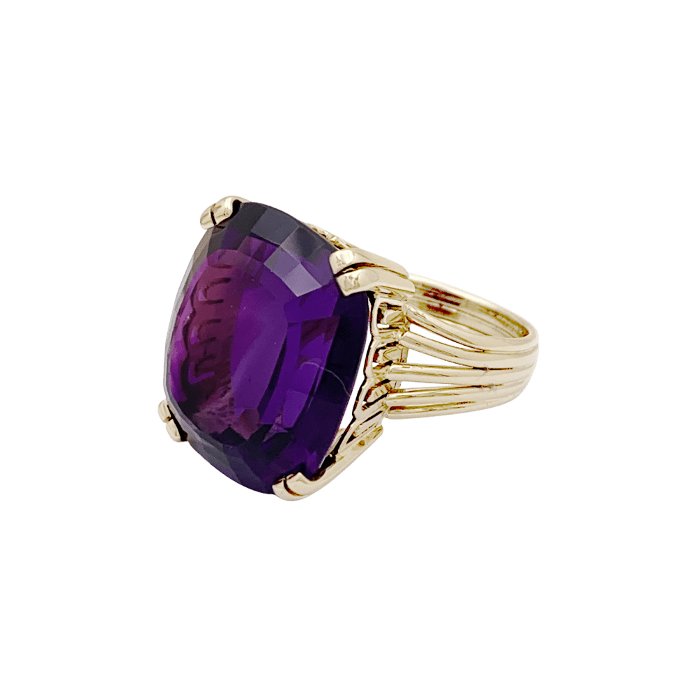 Bague Cocktail en or jaune et améthyste - Castafiore