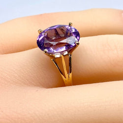 Bague Cocktail en or jaune et améthyste - Castafiore