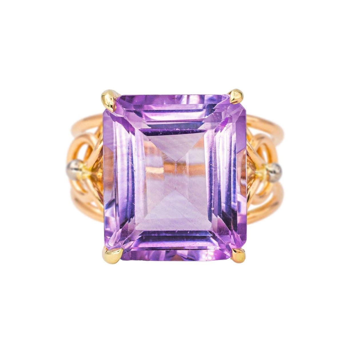 Bague Cocktail en or jaune et améthyste - Castafiore