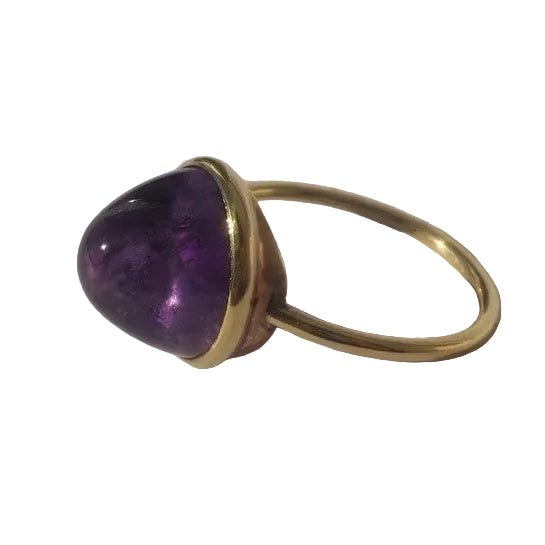 Bague Cocktail en or jaune et améthyste - Castafiore