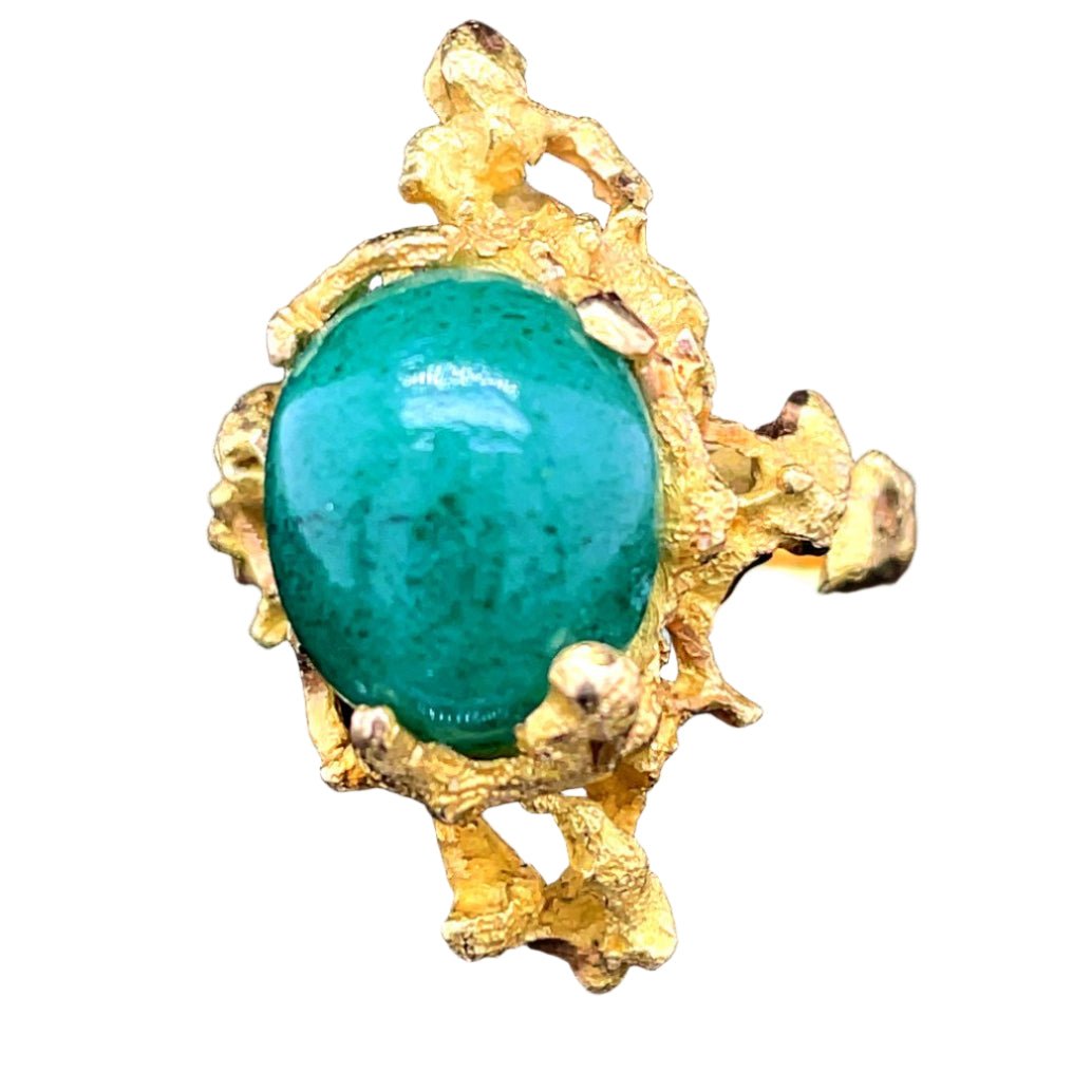Bague Cocktail en or jaune et aventurine - Castafiore