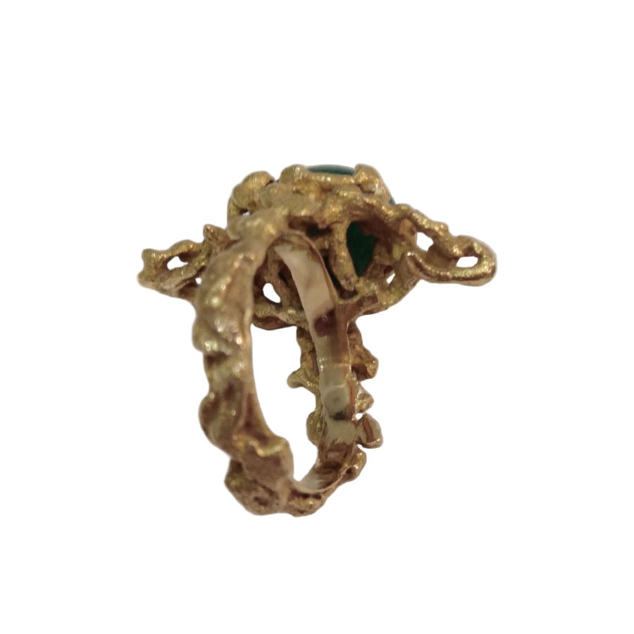 Bague Cocktail en or jaune et aventurine - Castafiore