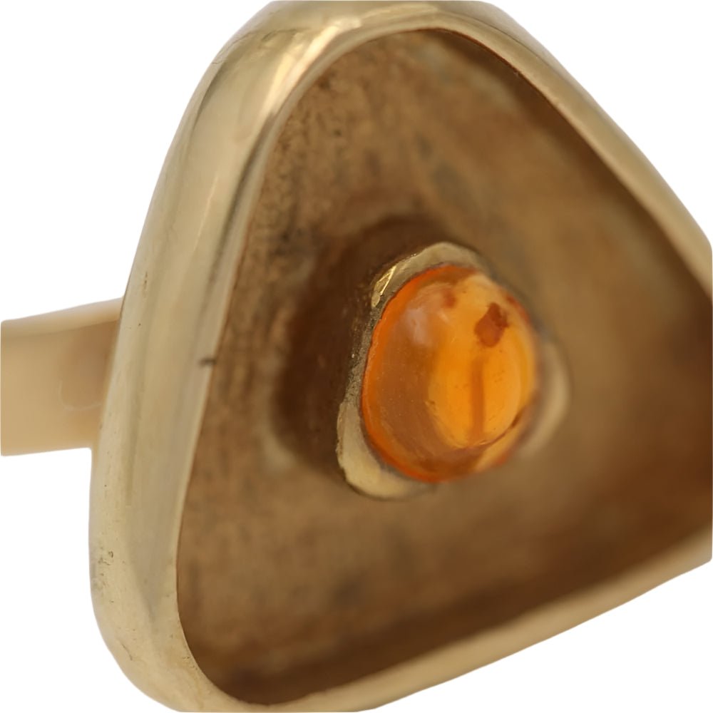 Bague Cocktail en or jaune et Cabouchon Citrine - Castafiore