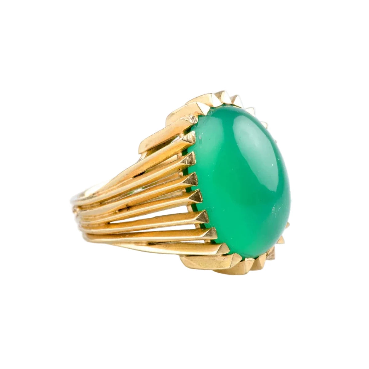 Bague Cocktail en or jaune et chrysoprase - Castafiore