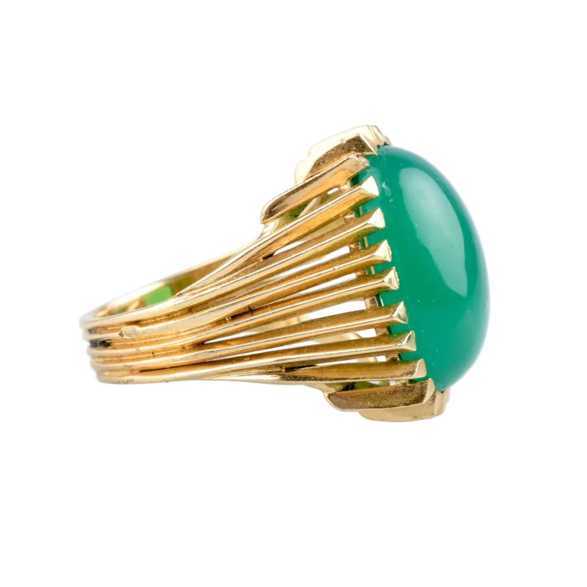 Bague Cocktail en or jaune et chrysoprase - Castafiore