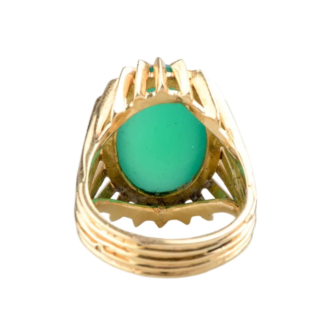 Bague Cocktail en or jaune et chrysoprase - Castafiore