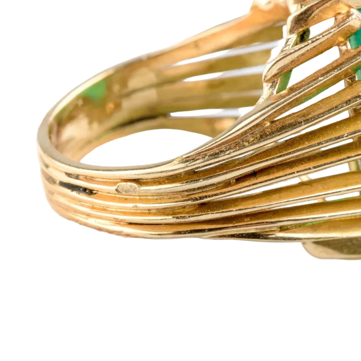 Bague Cocktail en or jaune et chrysoprase - Castafiore